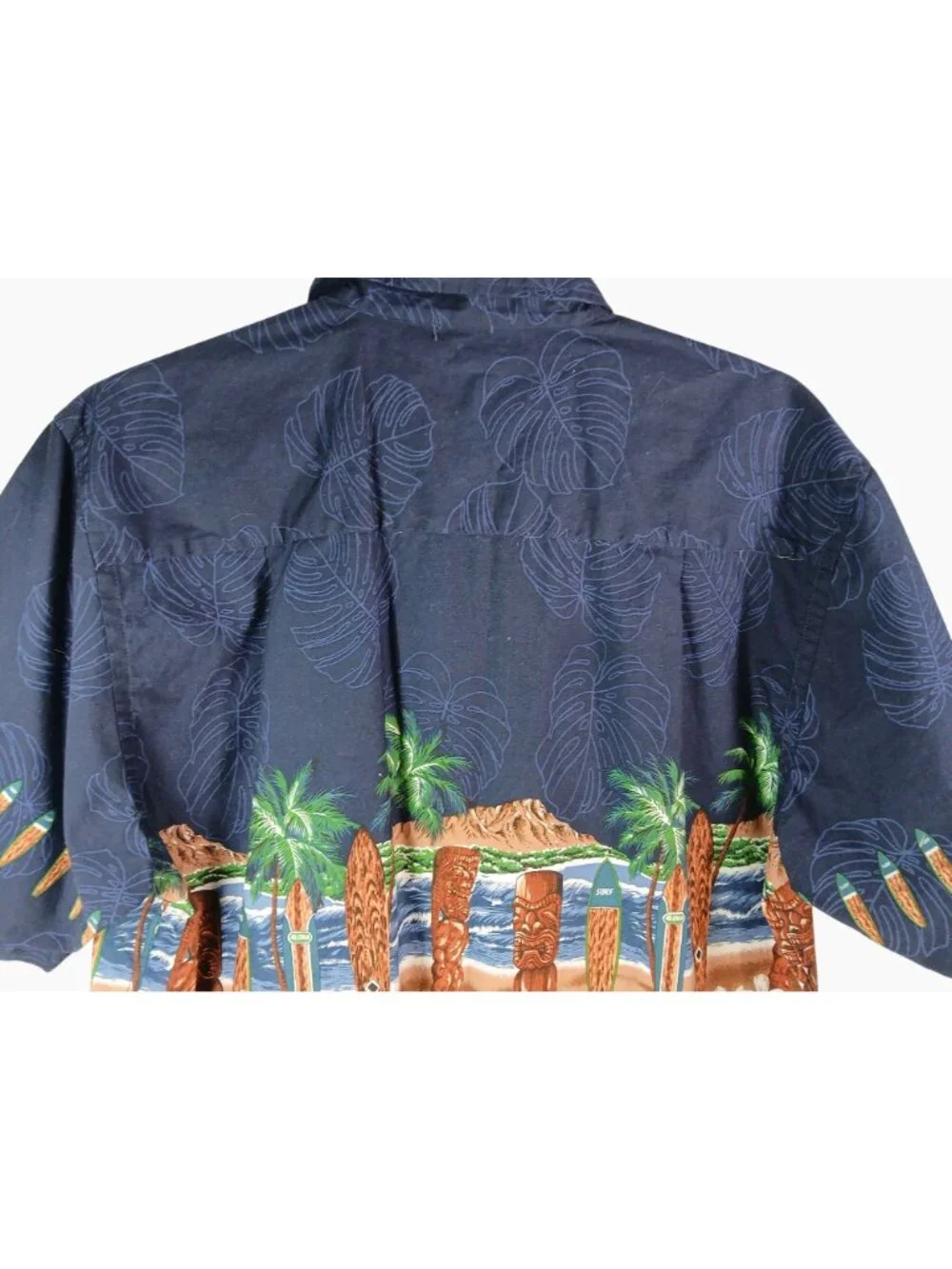 Favant Hawaiian Shirt XL Surfboard Tiki Aloha Print Navy Button-Up 100% Cotton - Picture 6 of 15
